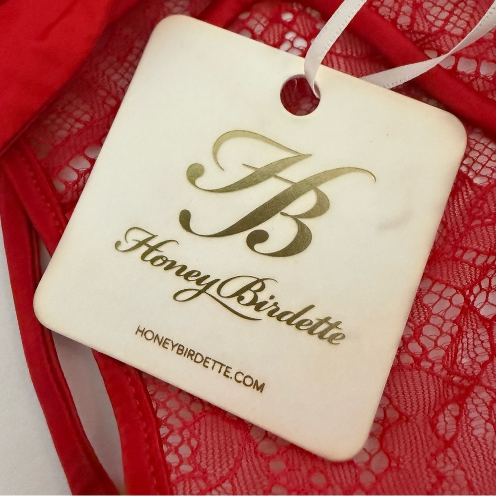 HONEY BIRDETTE TESSA RED LACE THONG UNDIES - Picture 8 of 8